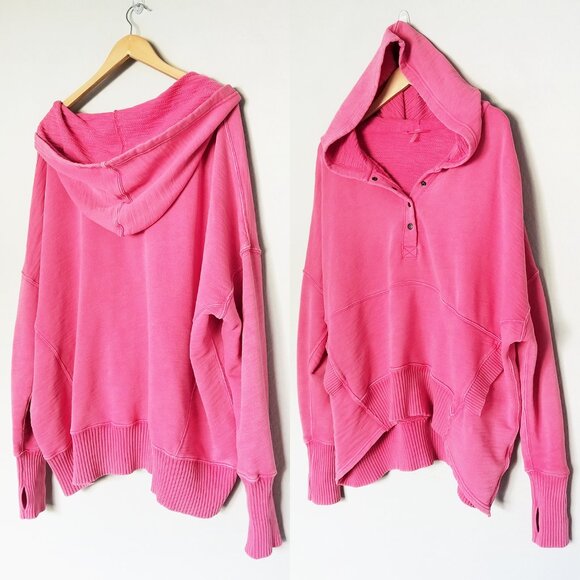 Free People FP Movement Solid Honey Dove Pullover Hoodie in Pink Size L Rare $98 - Picture 16 of 16